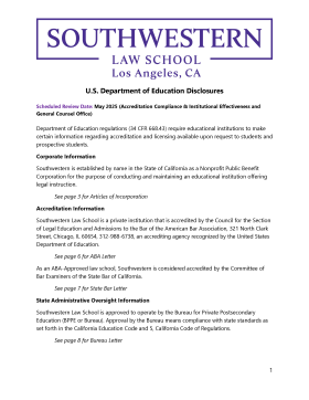 U.S. Department of Education Disclosures first page